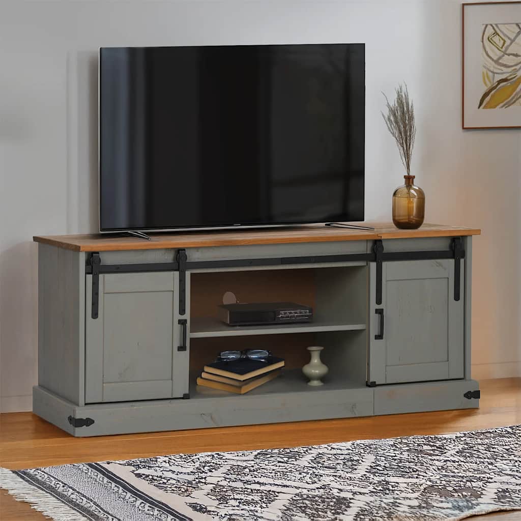vidaXL Tv-meubel HALDEN 2 schuifdeuren 150x40x60 cm massief hout wit