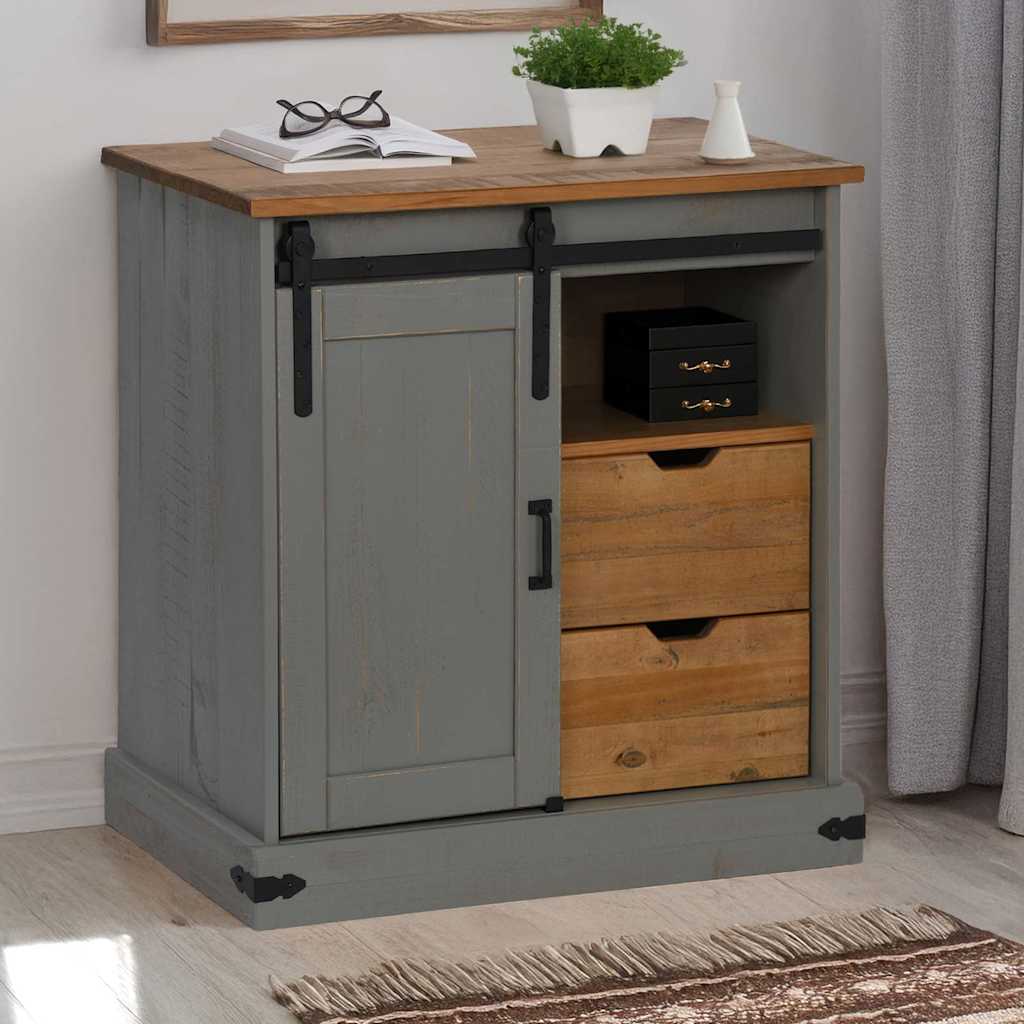 vidaXL Dressoir HALDEN met schuifdeur 80x40x80 cm massief hout wit