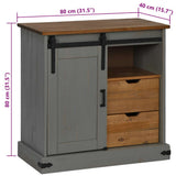 vidaXL Dressoir HALDEN met schuifdeur 80x40x80 cm massief hout wit