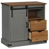 vidaXL Dressoir HALDEN met schuifdeur 80x40x80 cm massief hout wit