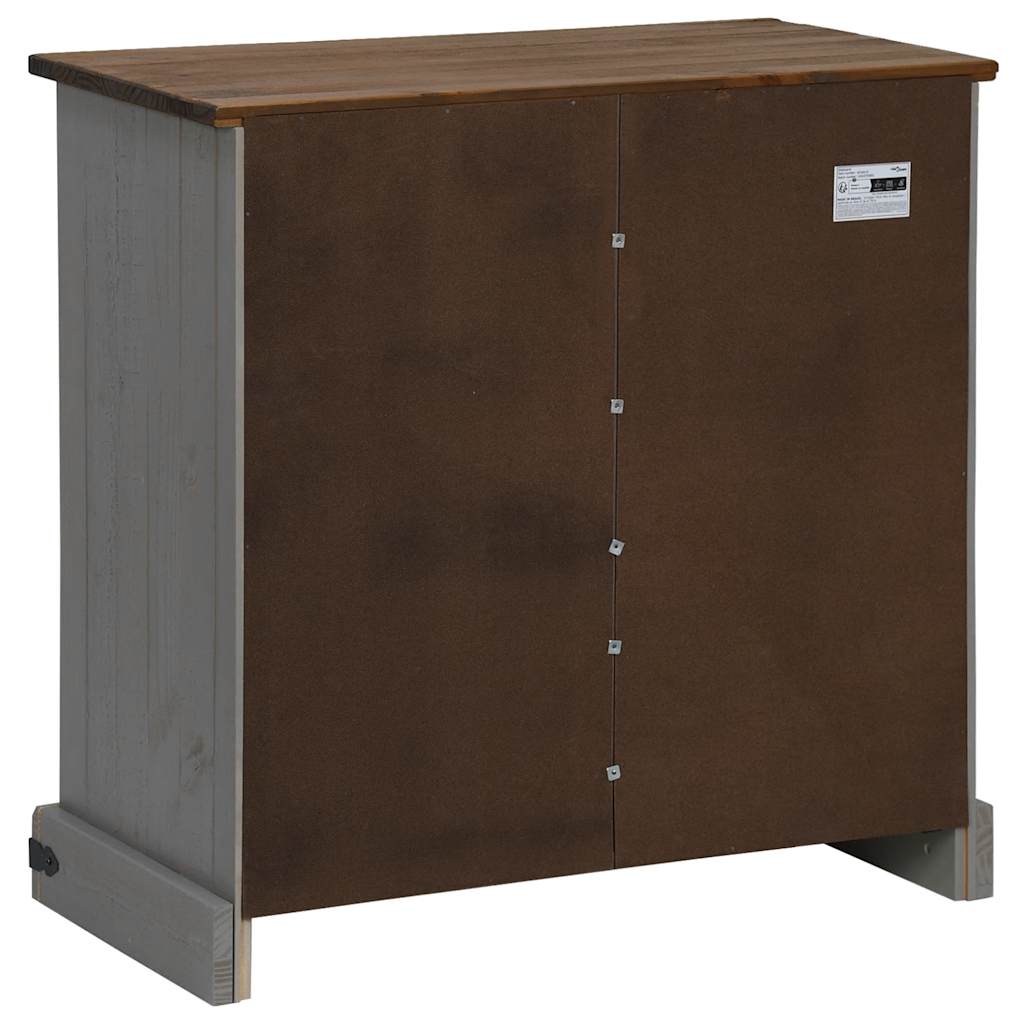 vidaXL Dressoir HALDEN met schuifdeur 80x40x80 cm massief hout wit