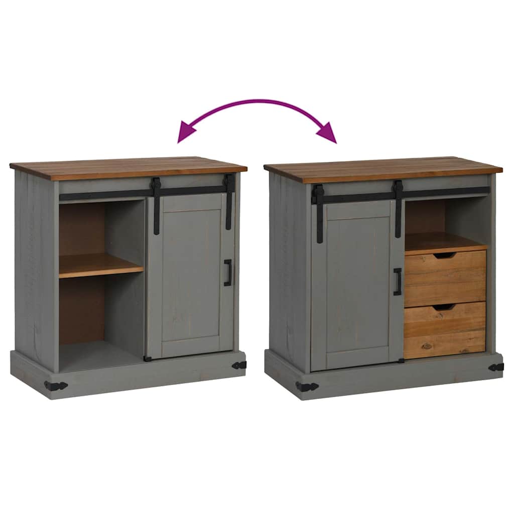 vidaXL Dressoir HALDEN met schuifdeur 80x40x80 cm massief hout wit