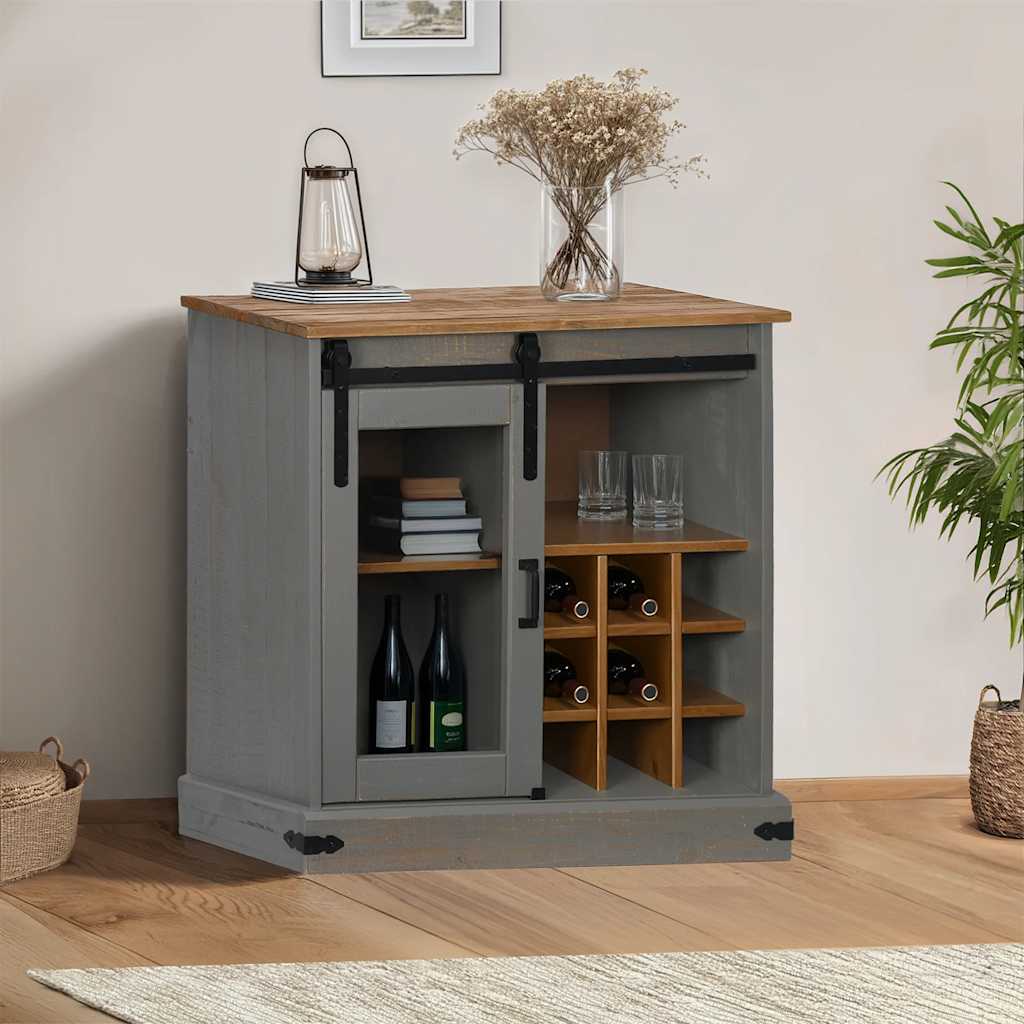 vidaXL Dressoir HALDEN met schuifdeur 80x40x80 cm massief hout wit