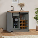 vidaXL Dressoir HALDEN met schuifdeur 80x40x80 cm massief hout wit