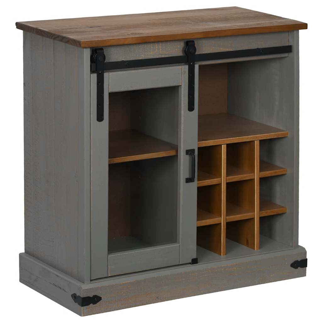 vidaXL Dressoir HALDEN met schuifdeur 80x40x80 cm massief hout wit