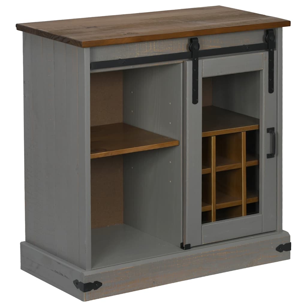 vidaXL Dressoir HALDEN met schuifdeur 80x40x80 cm massief hout wit