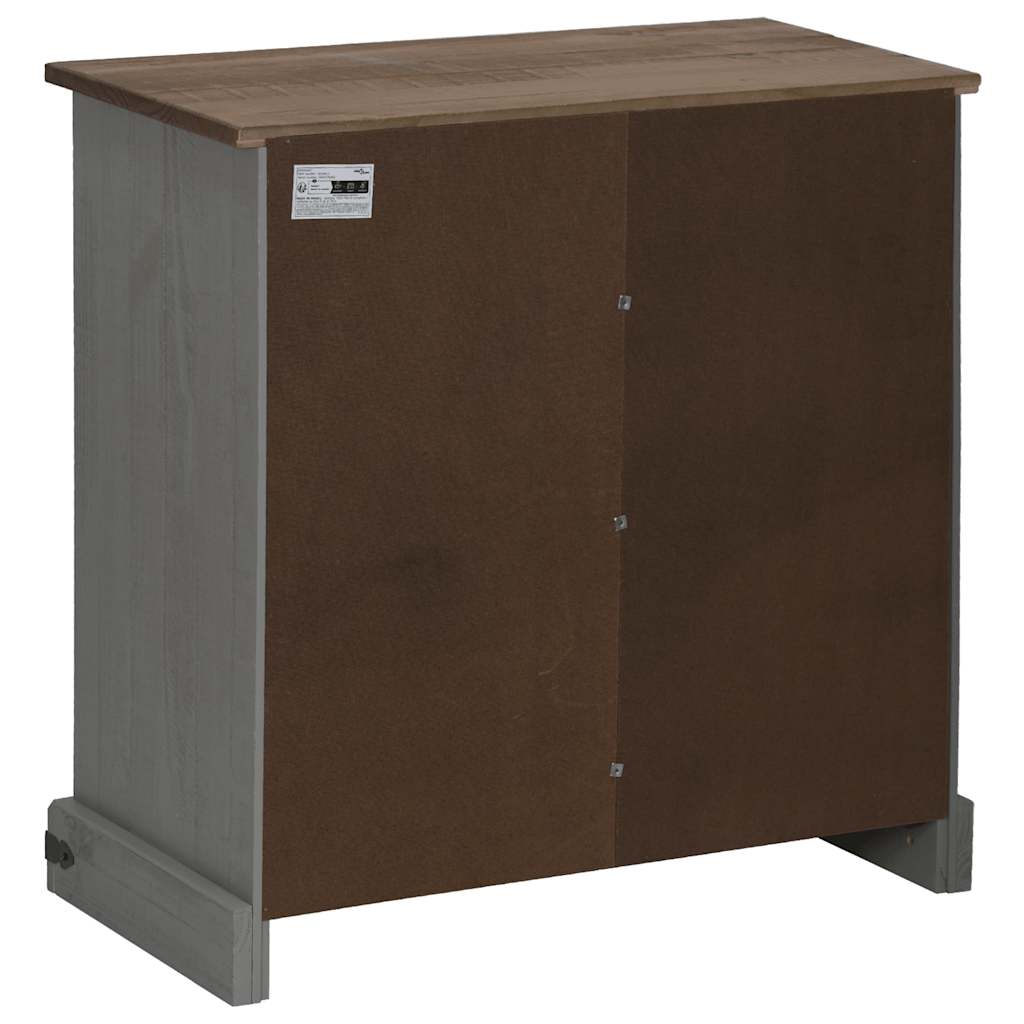 vidaXL Dressoir HALDEN met schuifdeur 80x40x80 cm massief hout wit