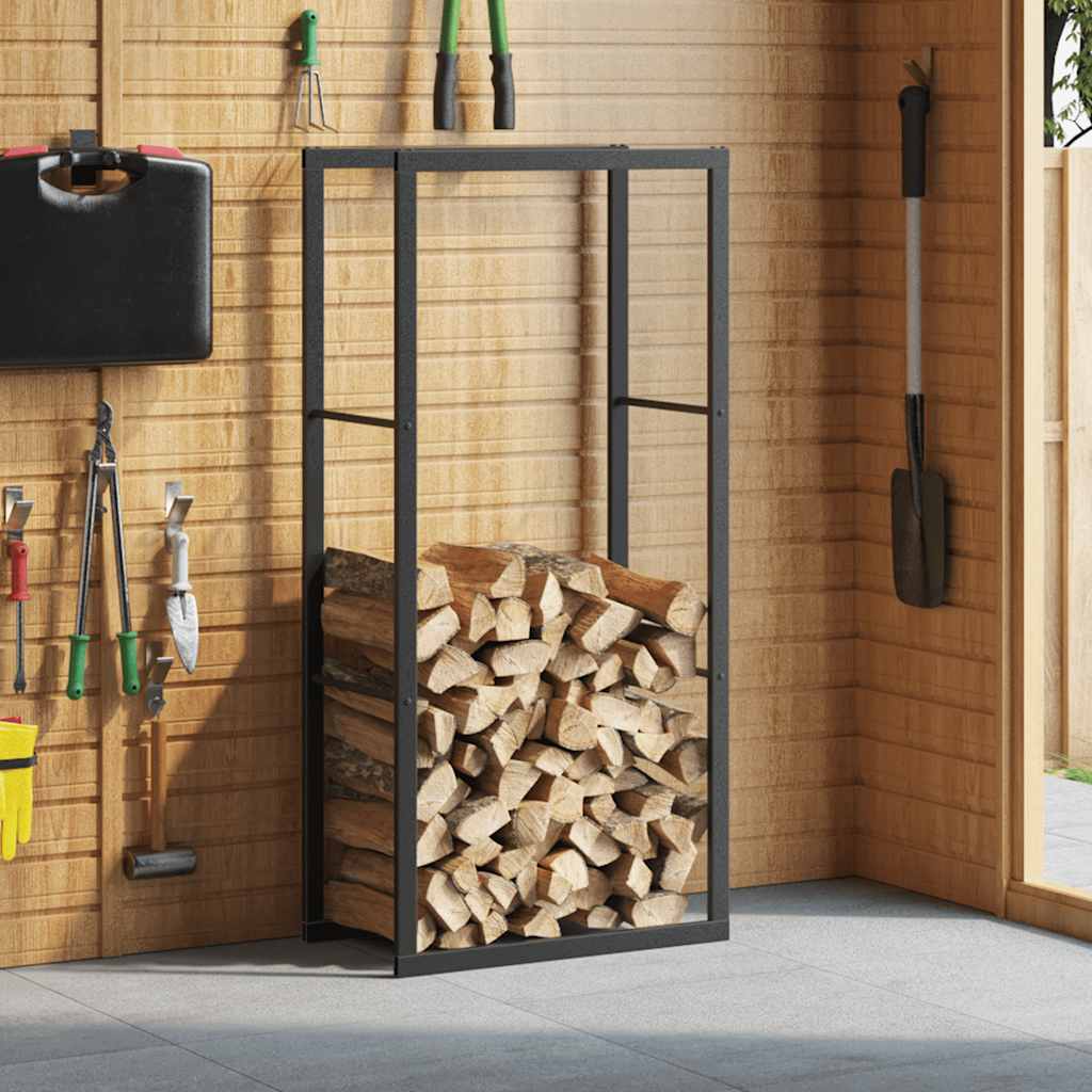 vidaXL Haardhoutrek 55x30x61 cm staal zwart