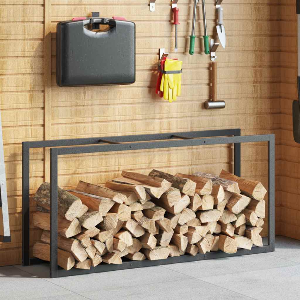vidaXL Haardhoutrek 55x30x61 cm staal zwart