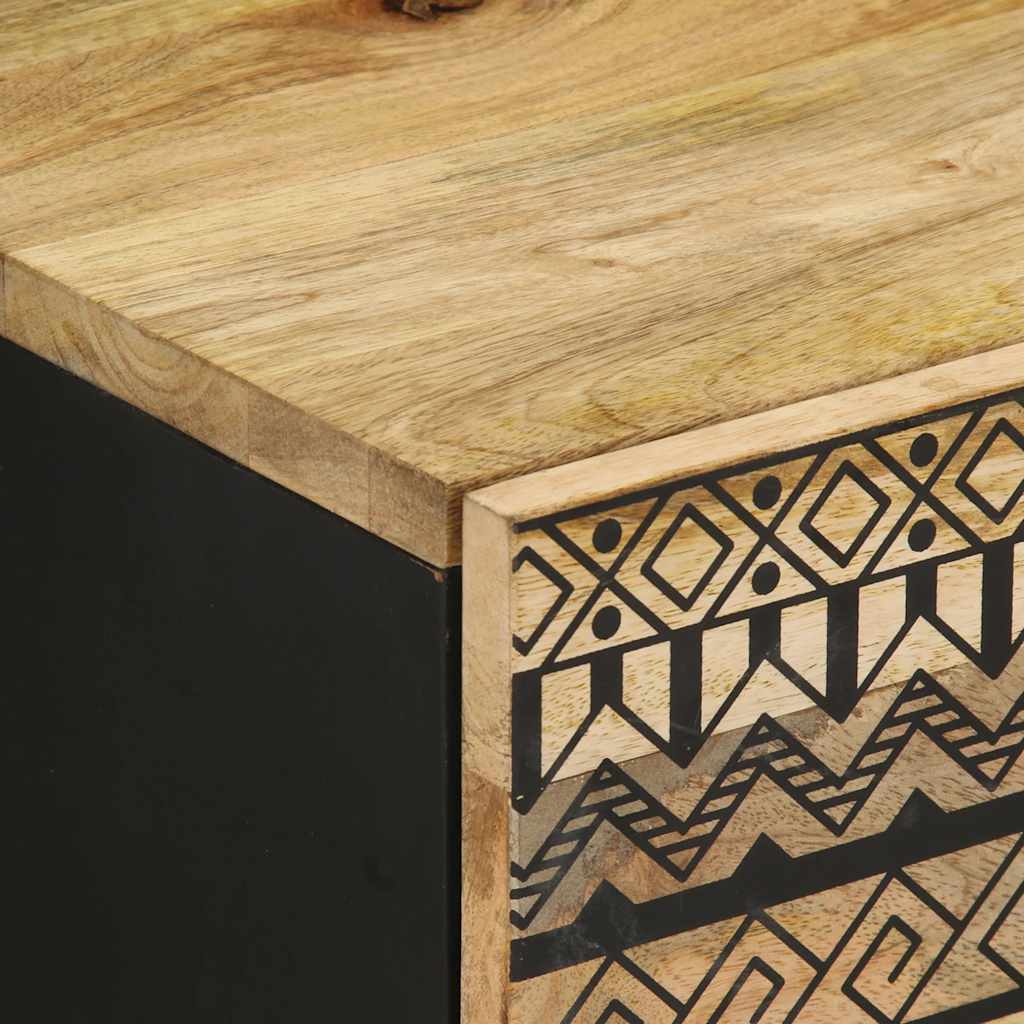 vidaXL Nachtkastje 40x33,5x46 cm massief ruw mangohout zwart