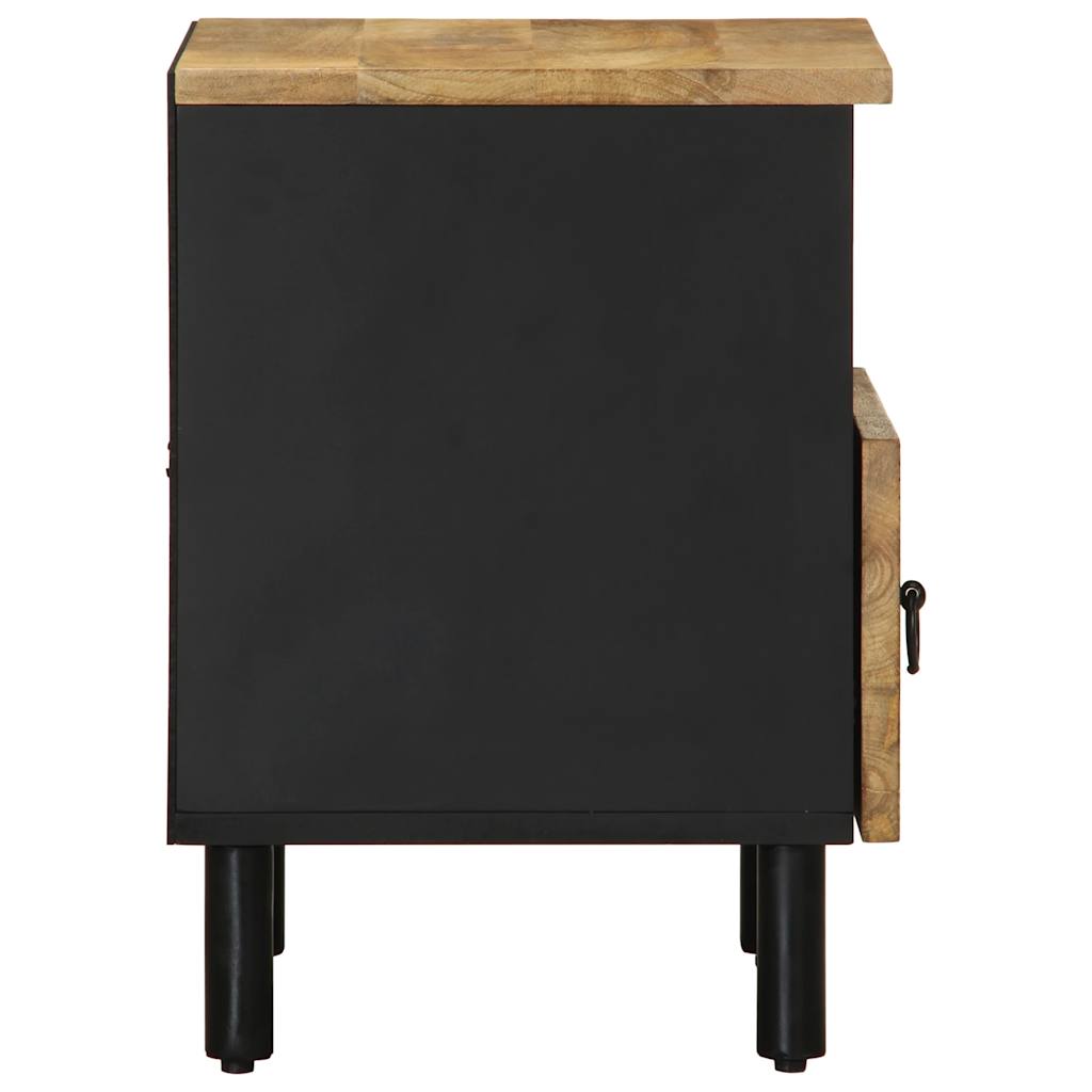 vidaXL Nachtkastje 40x33x46 cm massief ruw mangohout zwart