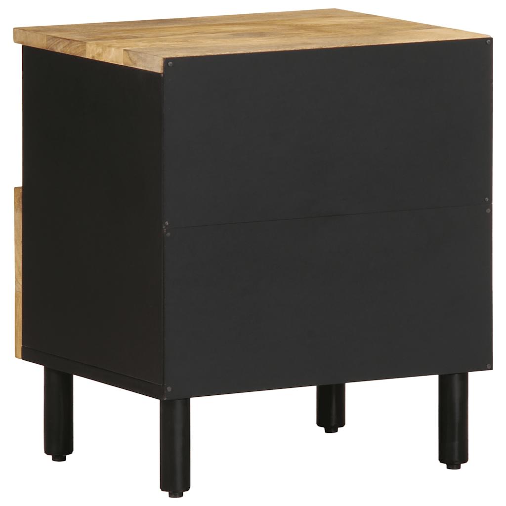 vidaXL Nachtkastje 40x33x46 cm massief ruw mangohout zwart