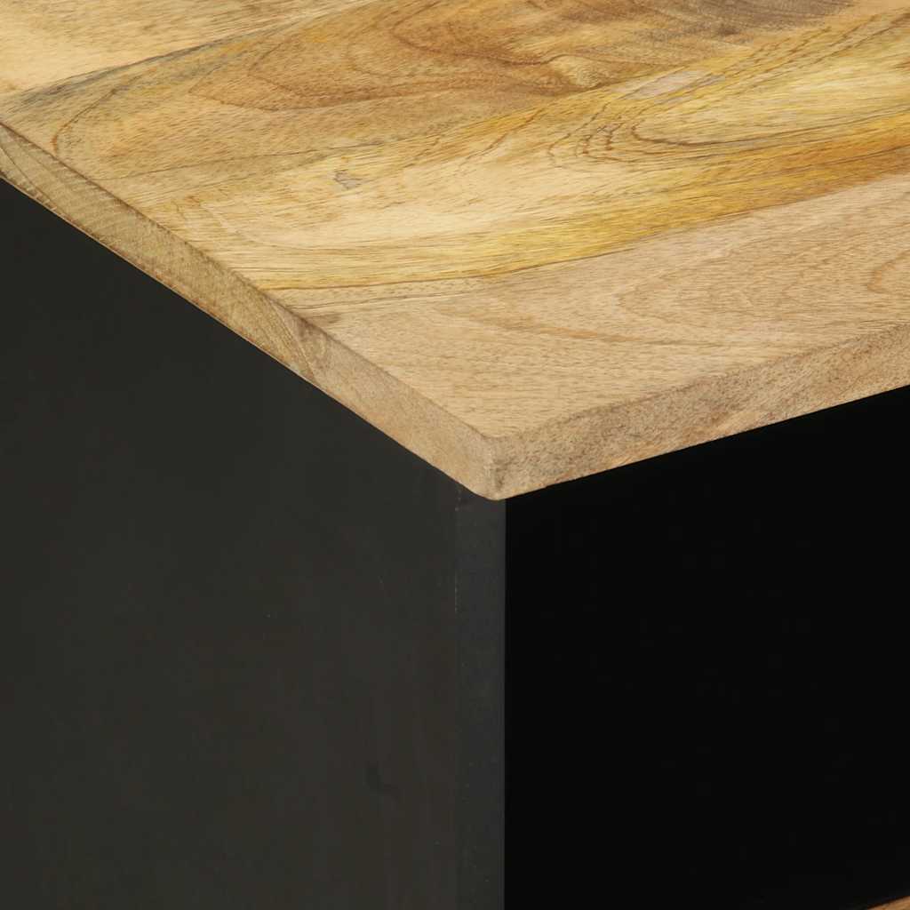 vidaXL Nachtkastje 40x33x46 cm massief ruw mangohout zwart