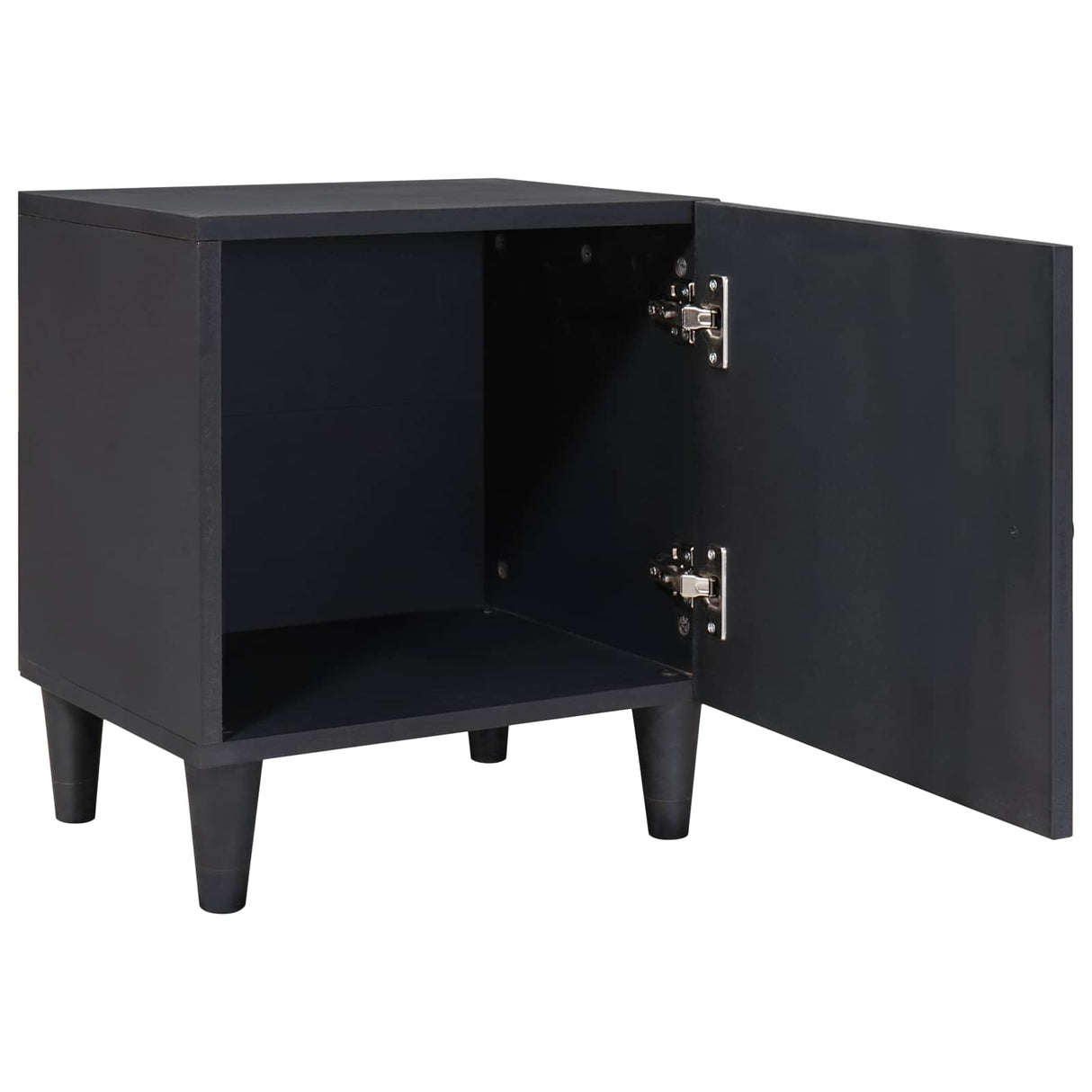 vidaXL Nachttafeltje met Deur Zwart 40 x 33 x 46 cm Massief Mango Hout