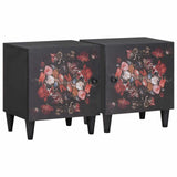 vidaXL Nachttafeltje met Deur Zwart 40 x 33 x 46 cm Massief Mango Hout