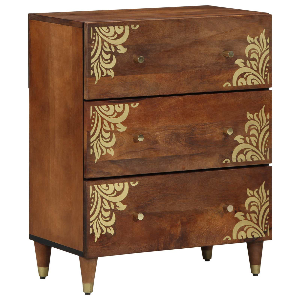 vidaXL Sideboard Grey and Gold 60 x 33 x 75 cm Solid Mango Wood