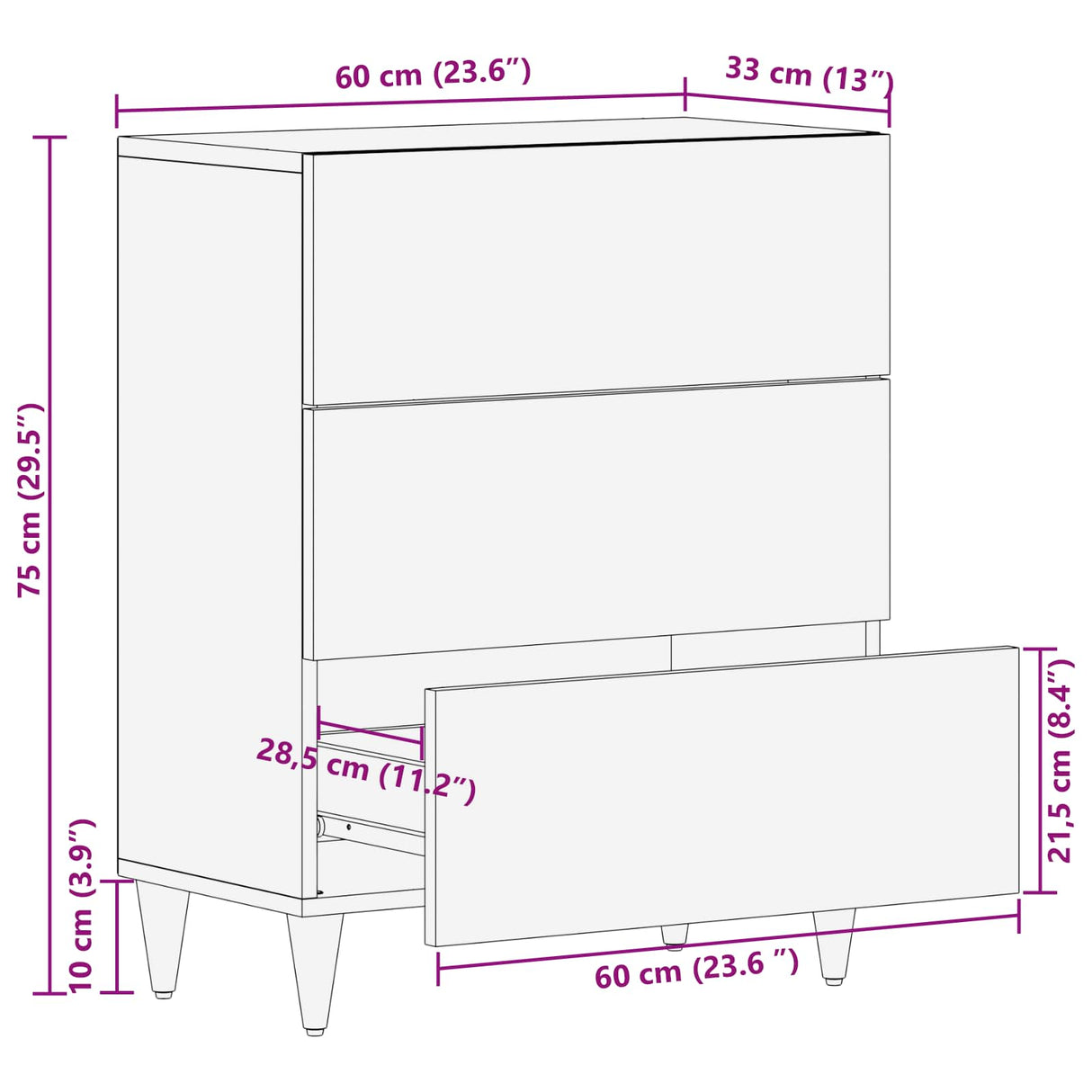 vidaXL Sideboard Grey and Gold 60 x 33 x 75 cm Solid Mango Wood