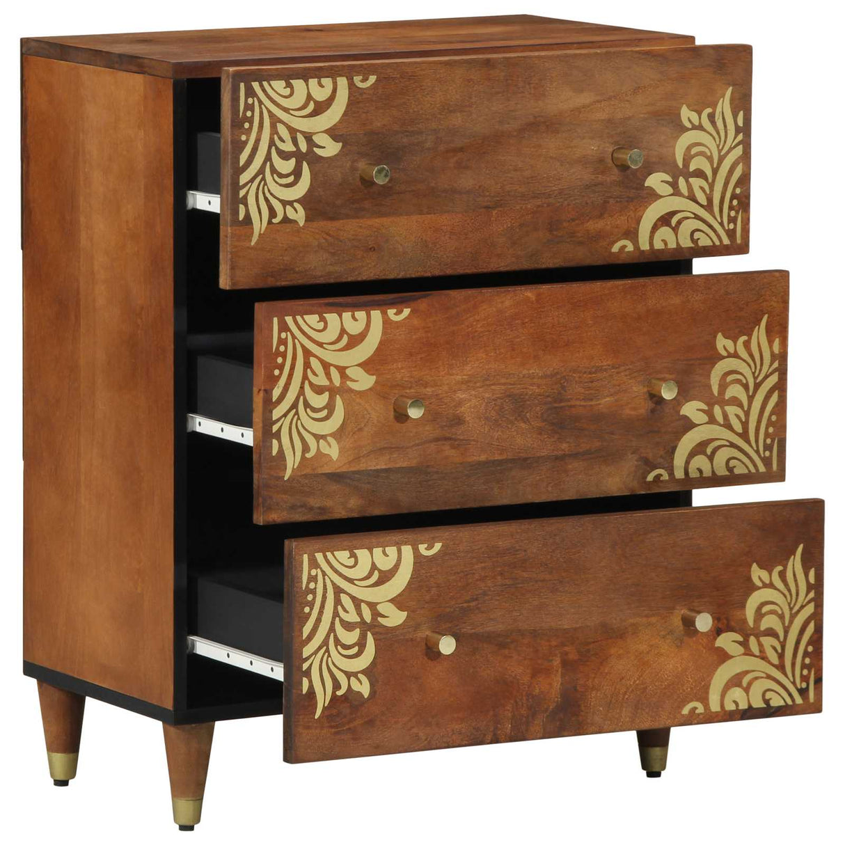vidaXL Sideboard Grey and Gold 60 x 33 x 75 cm Solid Mango Wood