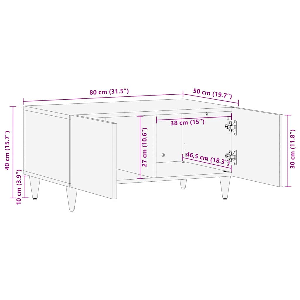 vidaXL Salontafel Honing bruin 80 x 50 x 40 cm Massief Mango Hout