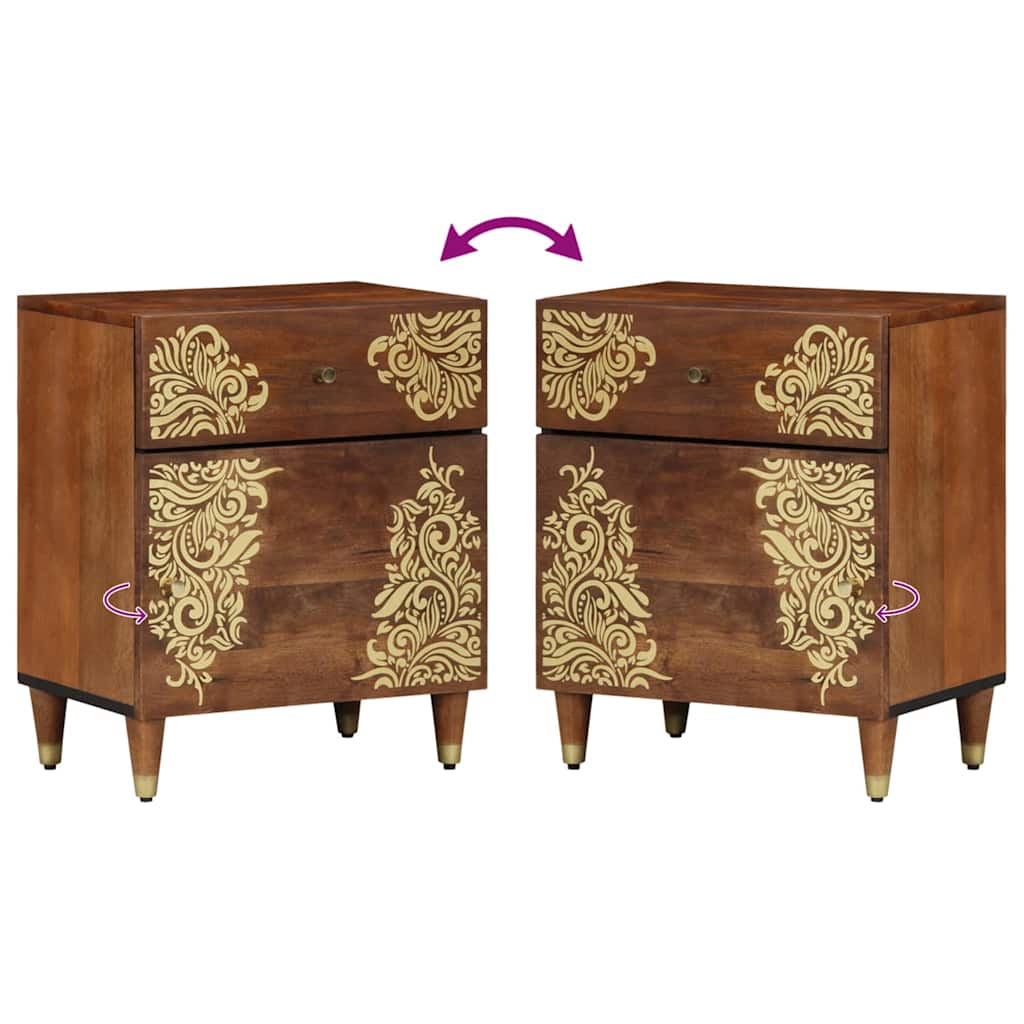 vidaXL Nightstand with Door and Drawer Honey Brown 50 x 33 x 60 cm