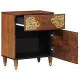 vidaXL Nightstand with Door and Drawer Honey Brown 50 x 33 x 60 cm