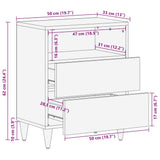 vidaXL Nightstand Honey Brown 50 x 33 x 62 cm Solid Mango Wood