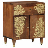 vidaXL Nightstand with Door and Drawer Honey Brown 50 x 33 x 60 cm