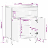 vidaXL Dressoir met plank Bruin 60 x 33 x 75 cm Massief Mango Hout