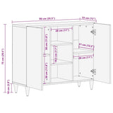 vidaXL Dressoir met plank Bruin 90 x 33 x 75 cm Massief Mango Hout
