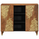 vidaXL Dressoir met plank Bruin 90 x 33 x 75 cm Massief Mango Hout