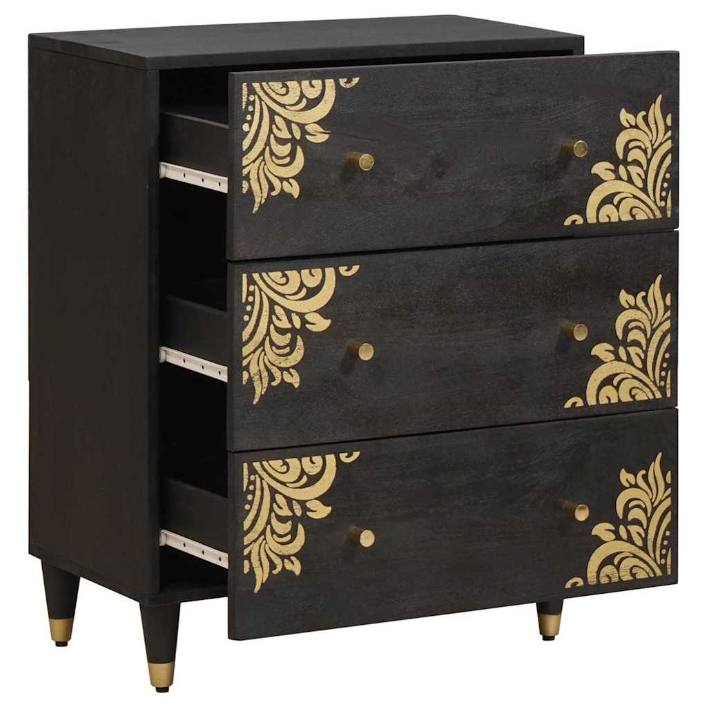 vidaXL Sideboard Grey and Gold 60 x 33 x 75 cm Solid Mango Wood