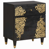 vidaXL Nightstand with Door and Drawer Honey Brown 50 x 33 x 60 cm