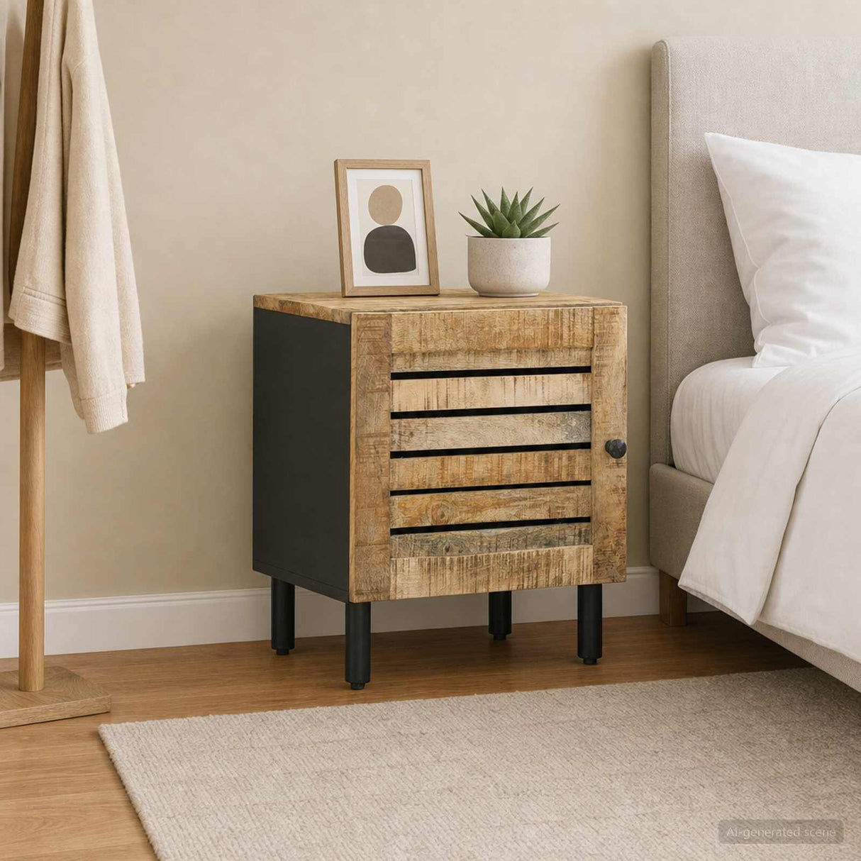 vidaXL Nachtkastje Naturel 40 x 33 x 46 cm Massief Mango Hout