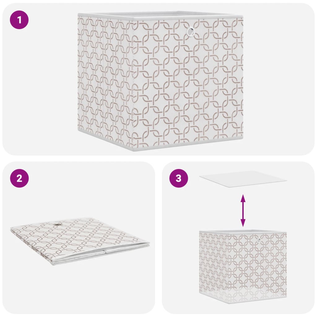 vidaXL Opbergboxen 4 st inklapbaar 32x32x32 cm ongeweven stof crème