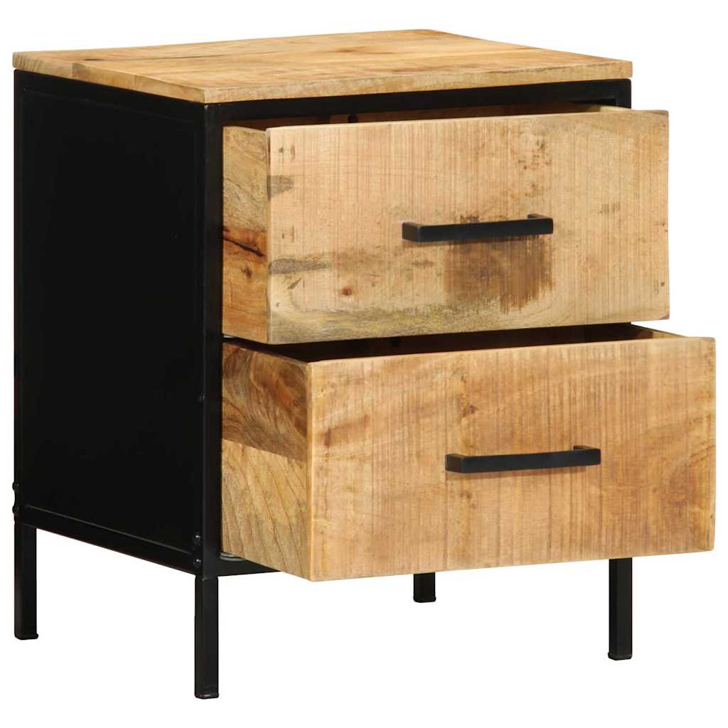 vidaXL Nachtkastje Bruin en Zwart 40 x 35 x 50 cm Massief Mango Hout