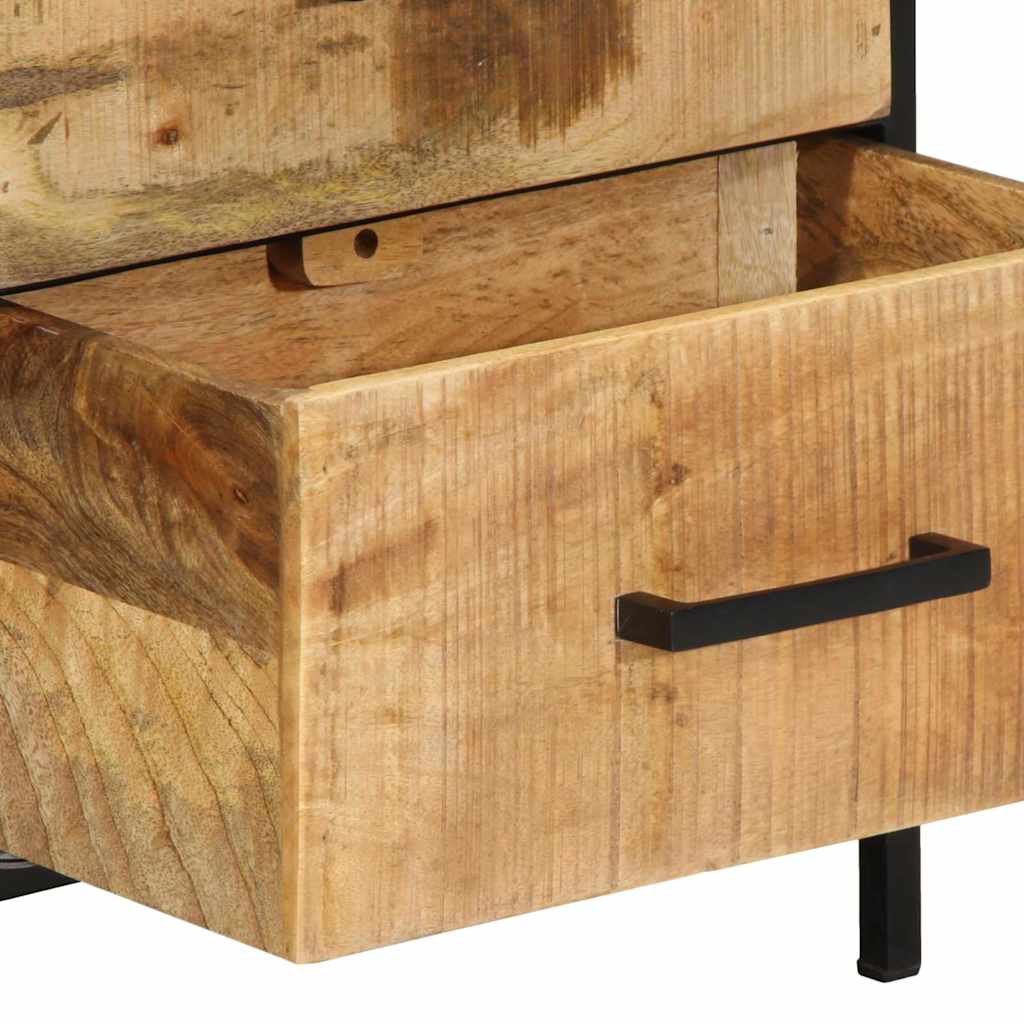 vidaXL Nachtkastje Bruin en Zwart 40 x 35 x 50 cm Massief Mango Hout