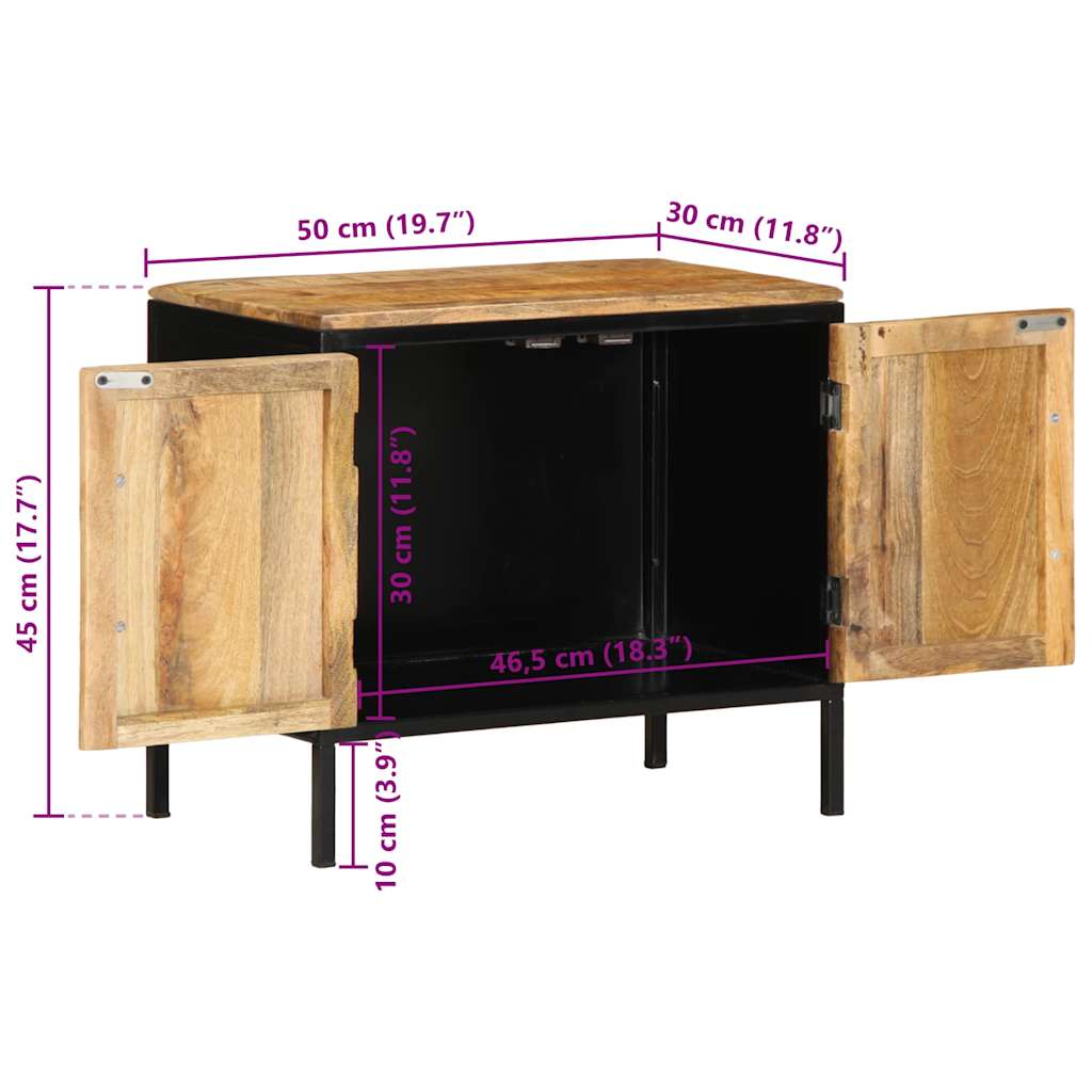 vidaXL Nachtkastje Bruin en Zwart 50 x 30 x 45 cm Massief Mango Hout