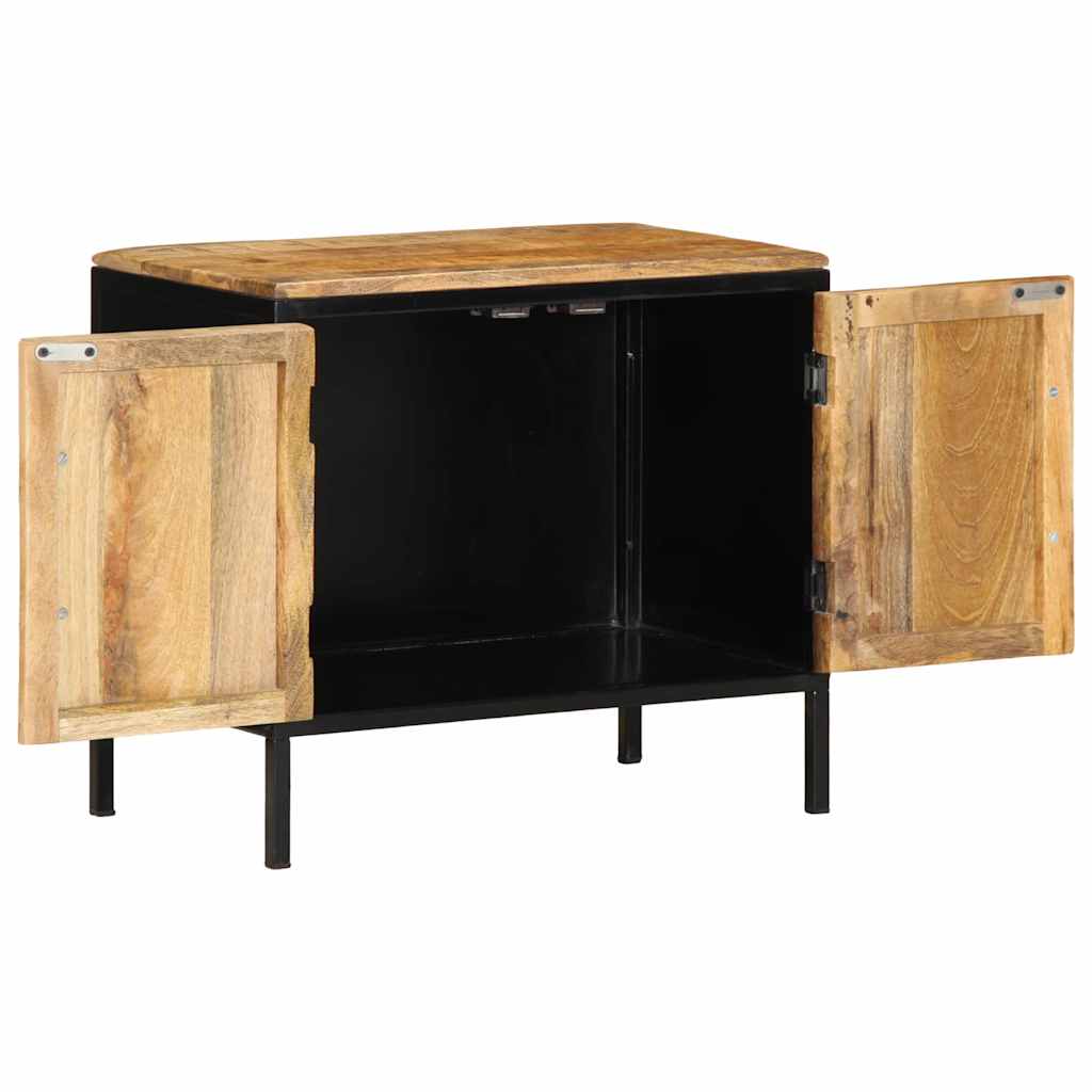 vidaXL Nachtkastje Bruin en Zwart 50 x 30 x 45 cm Massief Mango Hout