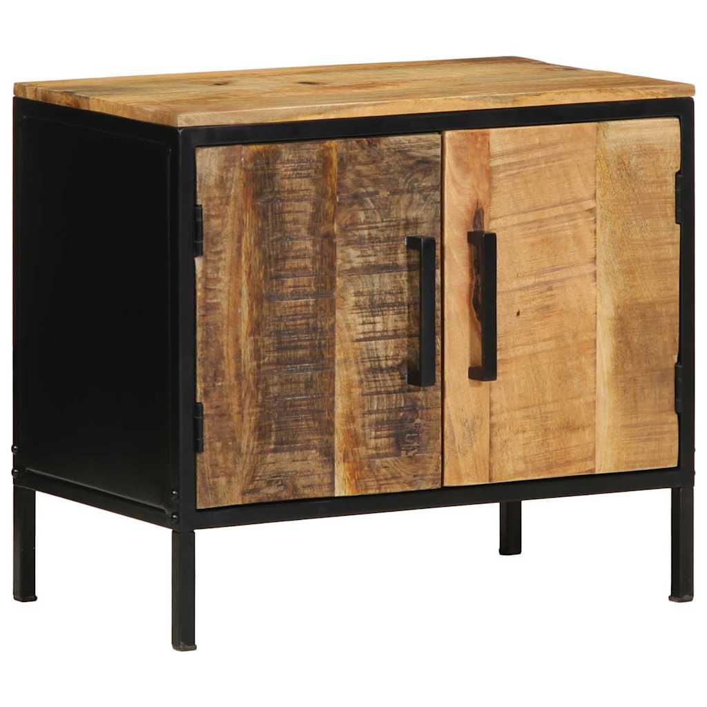 vidaXL Nachtkastje Bruin en Zwart 50 x 30 x 45 cm Massief Mango Hout