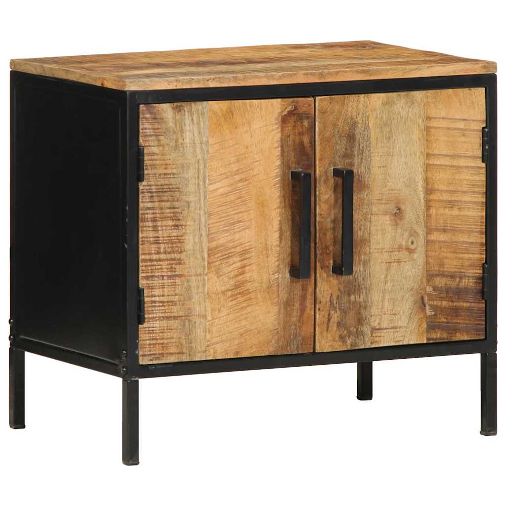 vidaXL Nachtkastje Bruin en Zwart 50 x 30 x 45 cm Massief Mango Hout