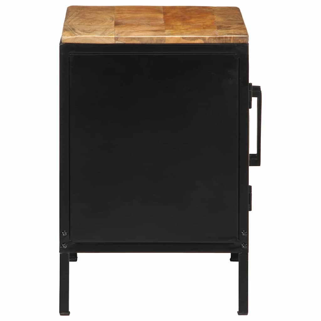 vidaXL Nachtkastje Bruin en Zwart 50 x 30 x 45 cm Massief Mango Hout