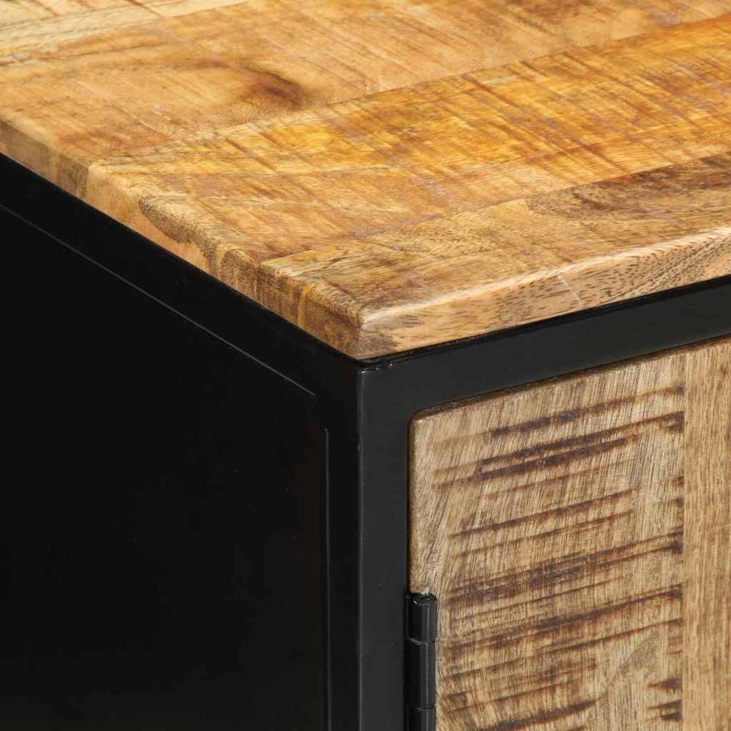 vidaXL Nachtkastje Bruin en Zwart 50 x 30 x 45 cm Massief Mango Hout
