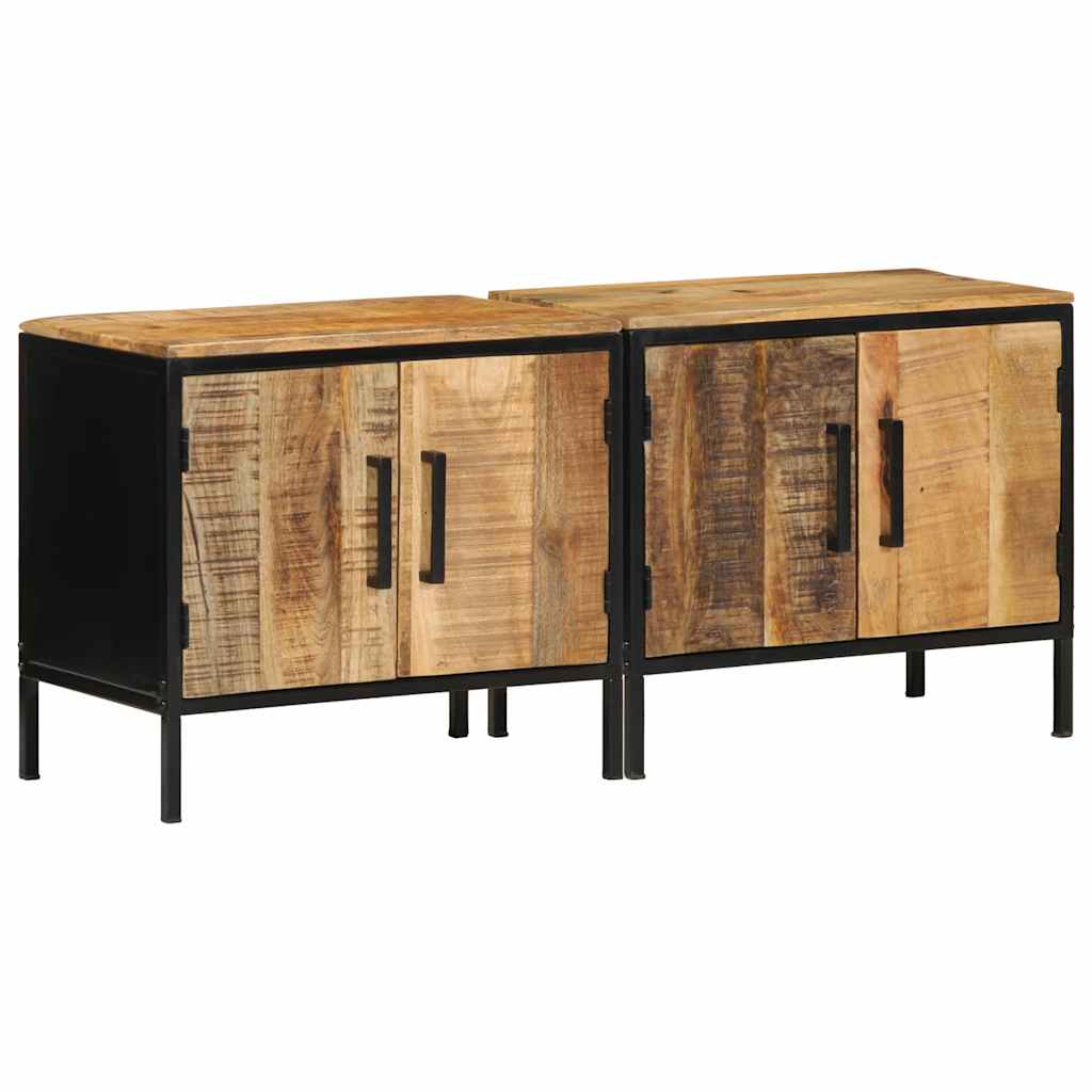 vidaXL Nachtkastje Bruin en Zwart 50 x 30 x 45 cm Massief Mango Hout