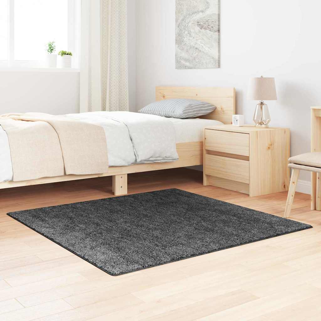 vidaXL Vloerkleed shaggy anti-slip 80x150 cm donkergrijs