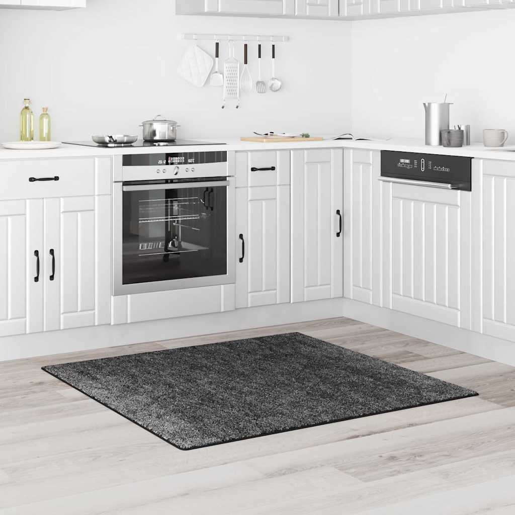 vidaXL Vloerkleed shaggy anti-slip 80x150 cm donkergrijs