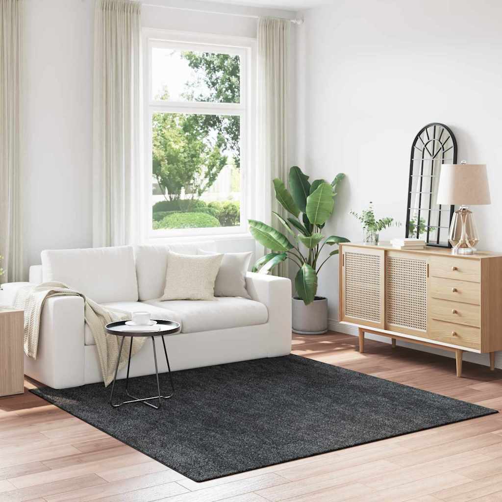 vidaXL Vloerkleed shaggy anti-slip 80x150 cm donkergrijs