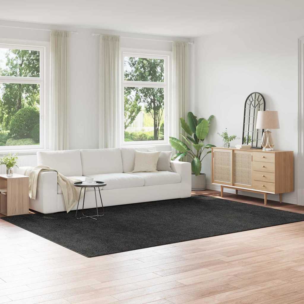 vidaXL Vloerkleed shaggy anti-slip 80x150 cm donkergrijs