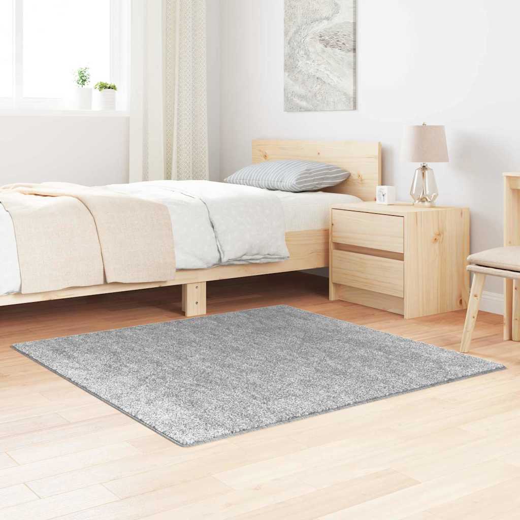 vidaXL Vloerkleed shaggy anti-slip 80x150 cm donkergrijs
