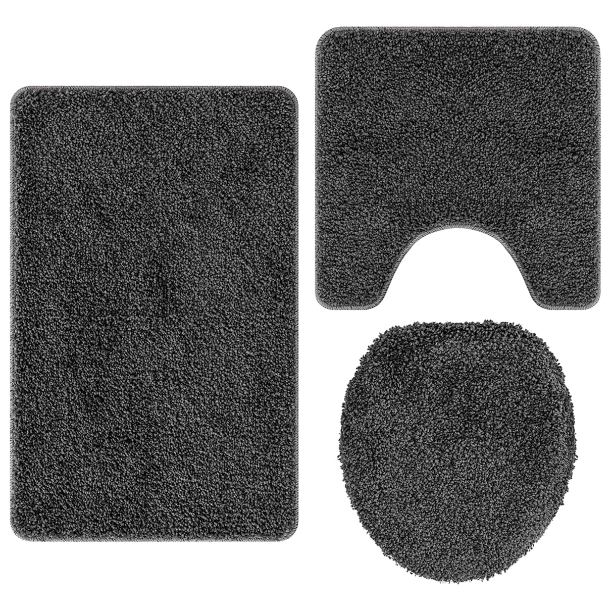 vidaXL Non-Slip Bath Mat Set 3 pcs Dark Grey PP