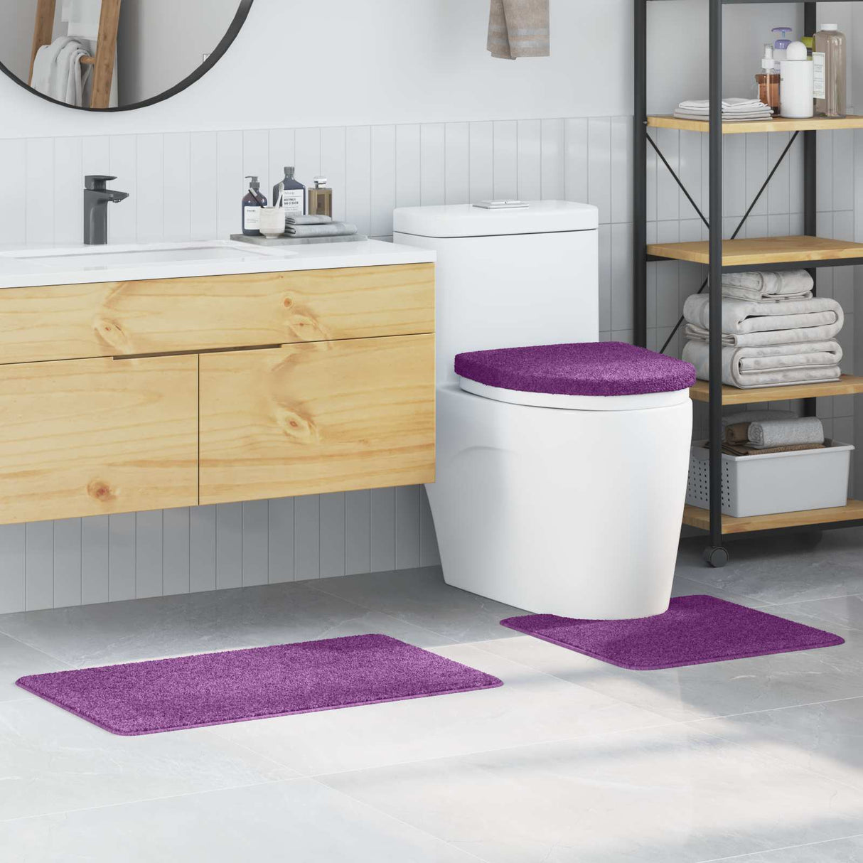 vidaXL Non-Slip Bath Mat Set 3 pcs Dark Grey PP